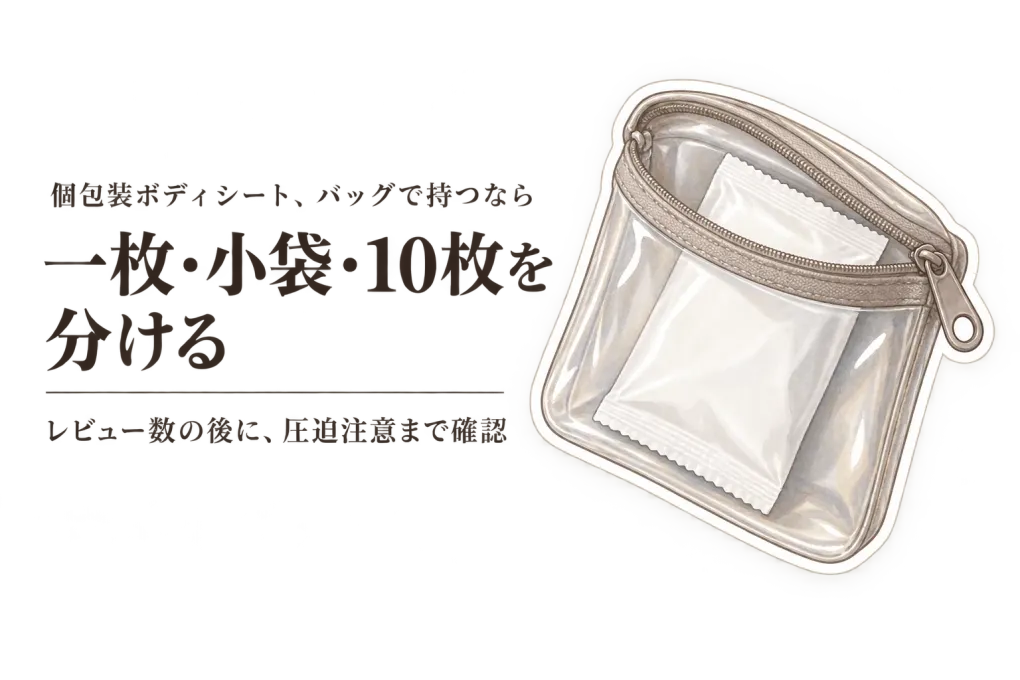 楽天でレビュー数が多い個包装ボディシートを比べる｜かさばりにくい携帯用と液漏れ対策