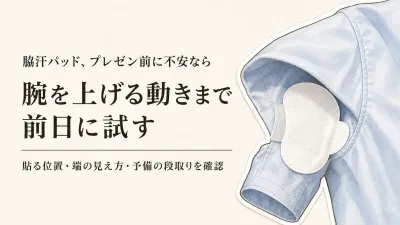 残暑のプレゼン前に脇汗パッドを準備｜腕を上げる服での貼り方・予備の考え方