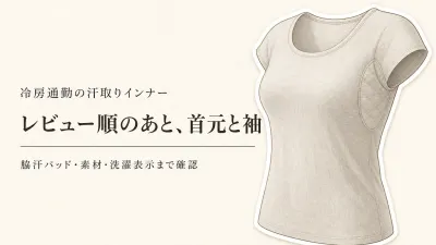楽天でレビュー数が多い汗取りインナーを比べる｜冷房通勤は首元・フレンチ袖・肌離れの表示を確認